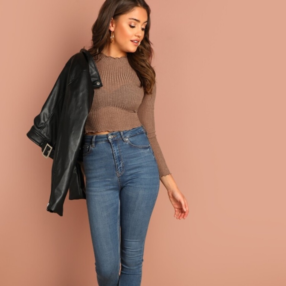 Neutral long sleeve top